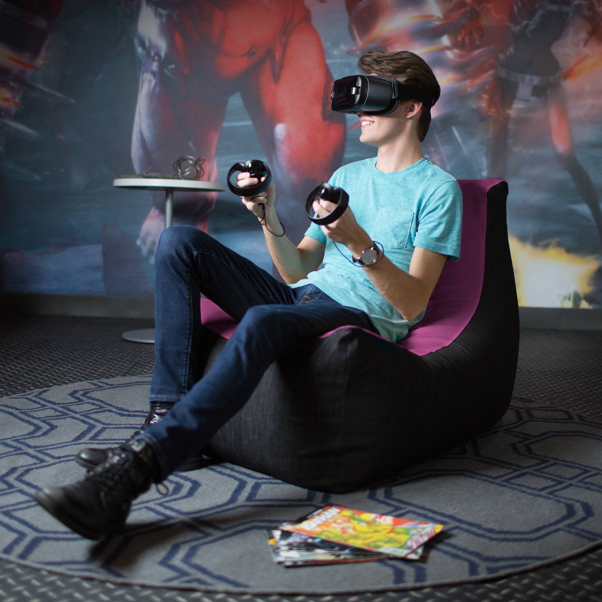 Alt View 1. Jaxx - Jaxx Pixel Gamer Chair - Game Room / Home Theater Bean Bag Chair, Purple - Purple.