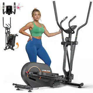 FED Fitness - Foldable Elliptical Machine Only 2 sq ft, 15IN Stride Folding Elliptical for Home, Elliptical Exercise Machine Folding - Black