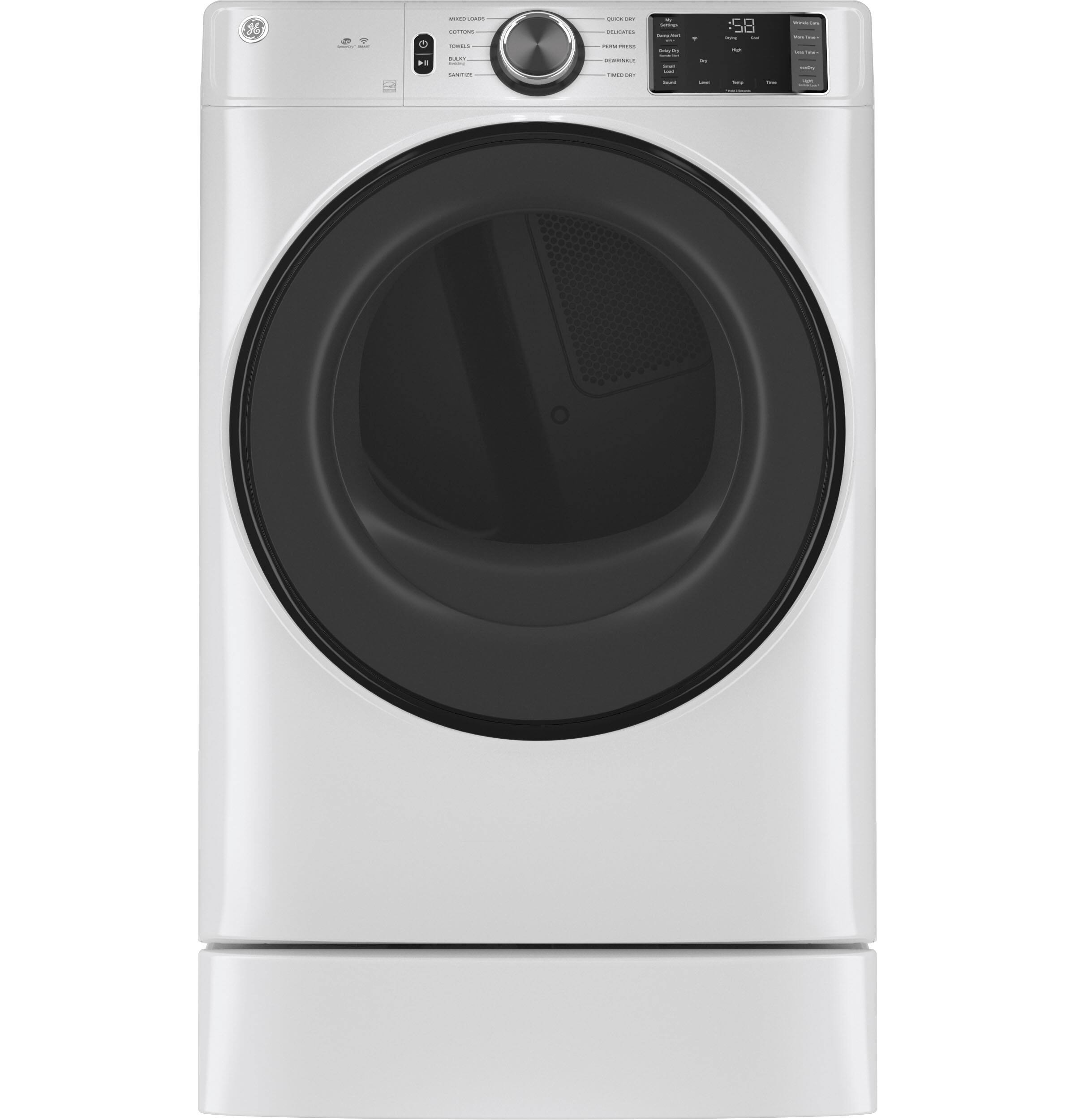 Alt View 19. GE - 7.8 Cu. Ft. Stackable Smart 10-Cycle Electric Dryer - White.