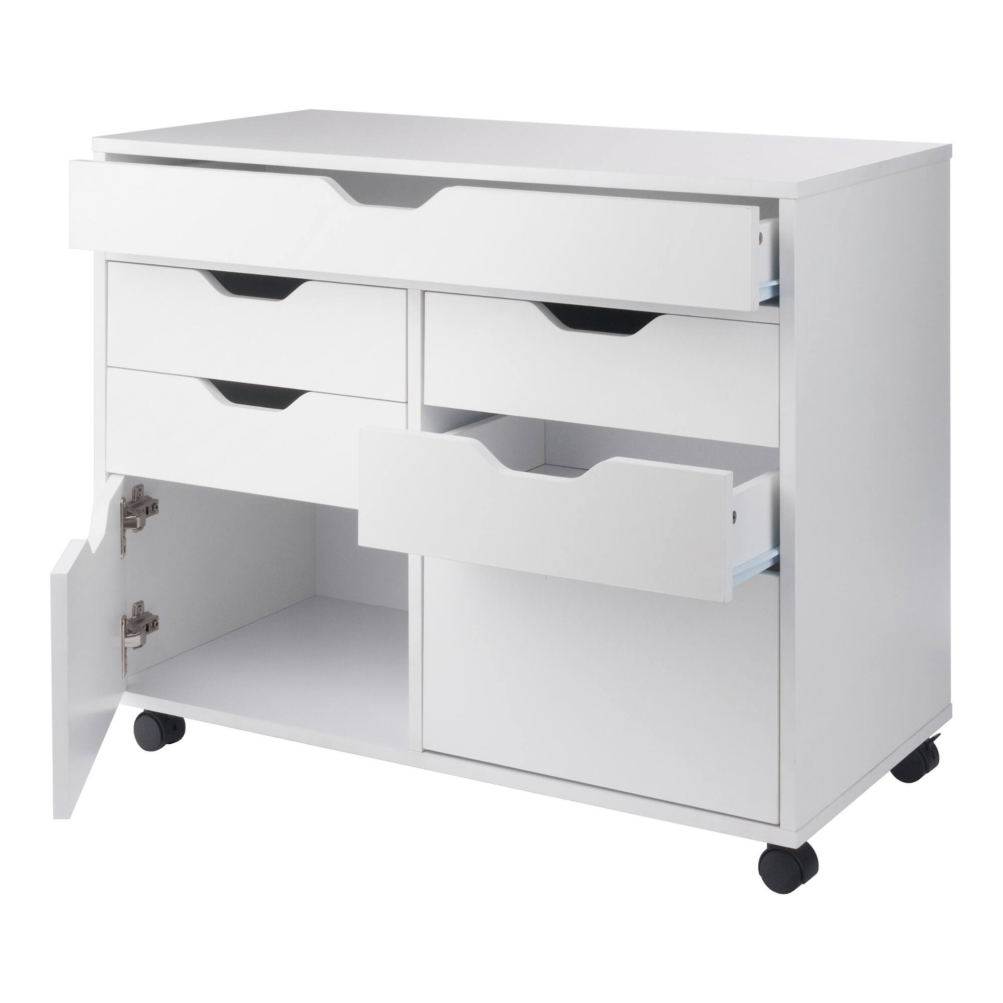 Alt View 1. Winsome Wood - Halifax 5-Drawer Mulit-Storage Mobile Cabinet - White.