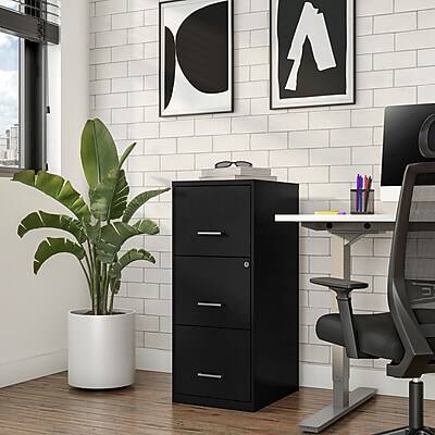 Alt View 7. Staples - 3-Drawer Vertical File Cabinet, Letter Size, Lockable, 34.9"H x 14.3"W x 18.9"D - Black.