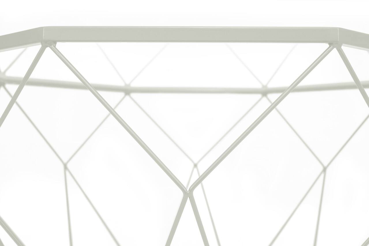 Back. LeisureMod - Malibu Contemporary Geometric Glass Top Coffee Table with Open-Frame Design and Powder Coated Base for Home and Office - White.