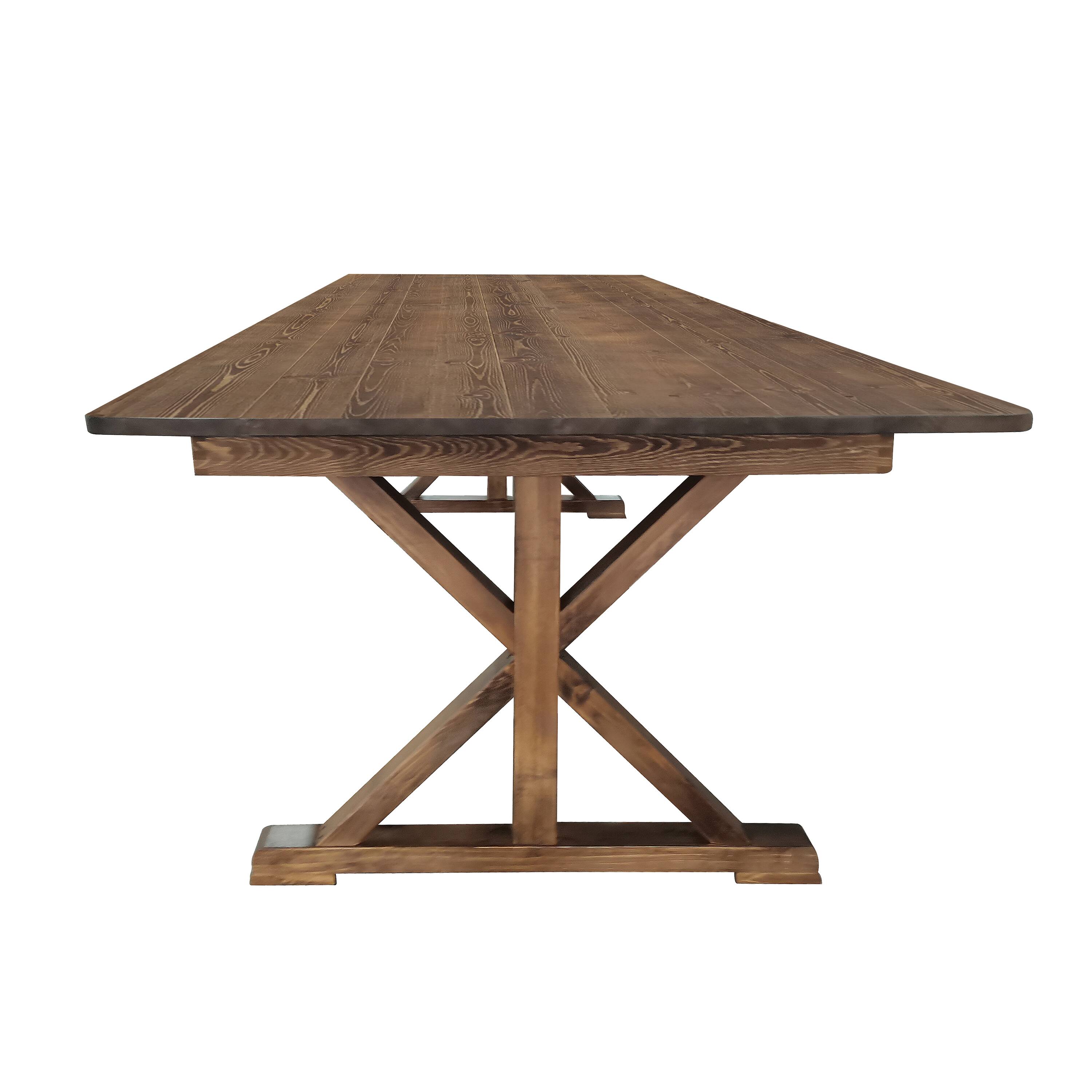 Left. Flash Furniture - HERCULES 7' x 40" Rectangular Antique Rustic Solid Pine Folding Farm Table with X Legs - Brown.