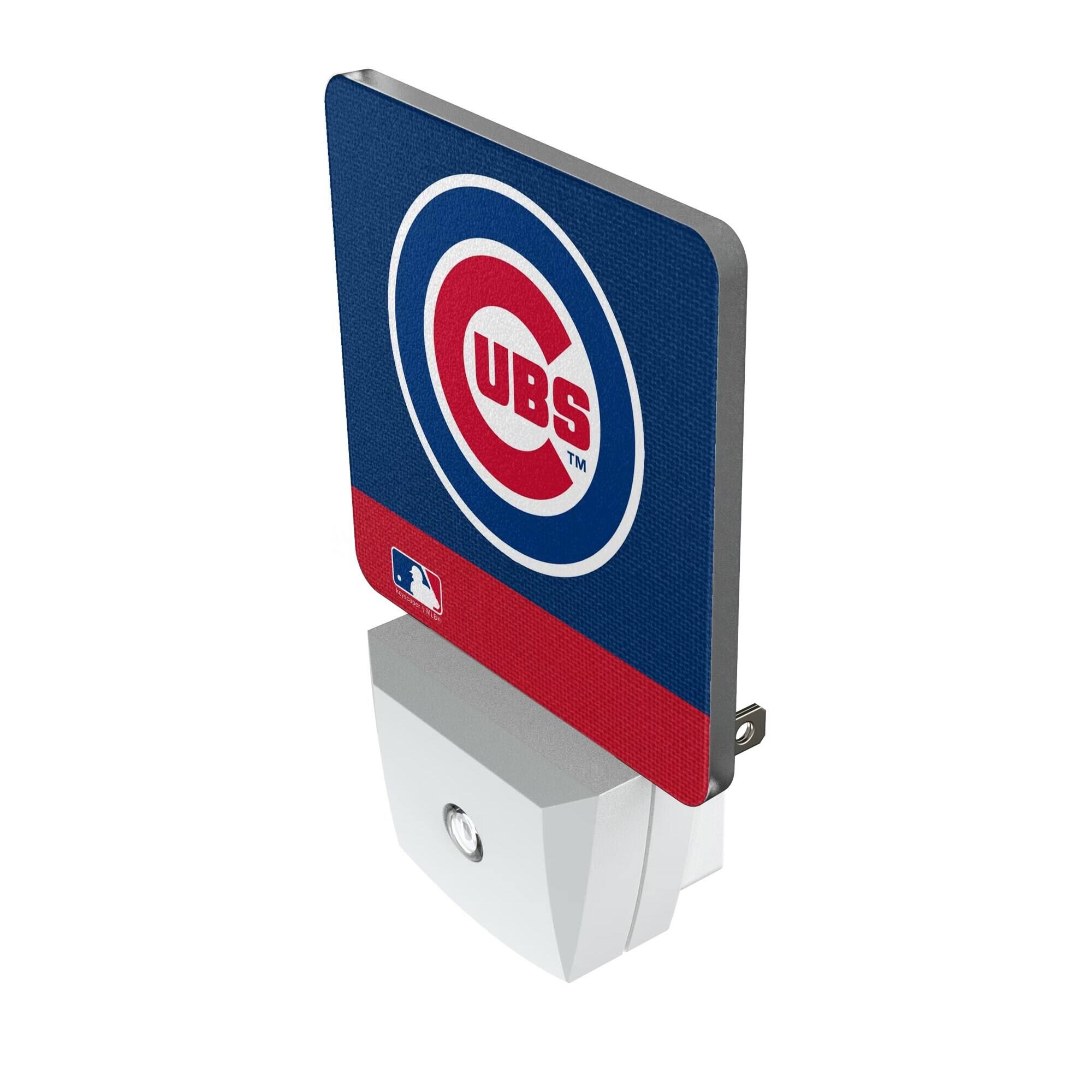 Alt View 1. Keyscaper - Chicago Cubs Primary Logo Stripe Design Nightlight 2-Pack - Multicolor.