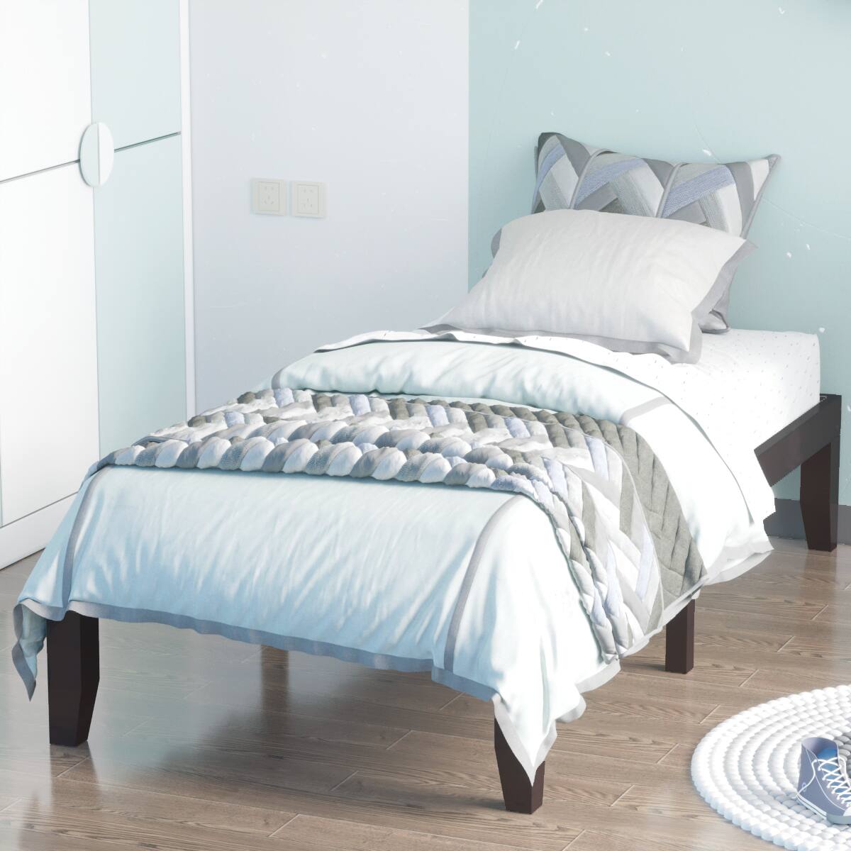 Alt View 2. Gymax - Gymax 14'' Twin Size Wooden Platform Bed Frame w/ Strong Slat Support Espresso - Espresso.