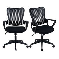 Front. Gymax - Gymax 2Pcs Ergonomic Office Chair Computer Desk Chair w/ Armrests Padded Cushion - Black.