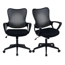 Gymax - 2Pcs Ergonomic Office Chair Computer Desk Chair w/ Armrests Padded Cushion - Black
