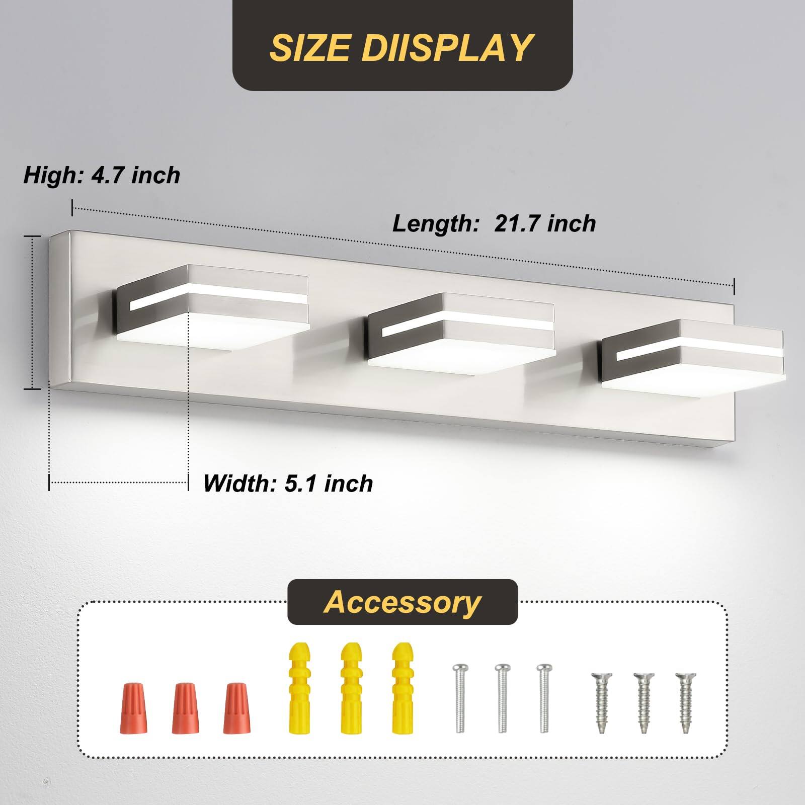 SIZE DISPLAY  
High: 4.7 inch  
Length: 21.7 inch  
Width: 5.1 inch  

Accessory
