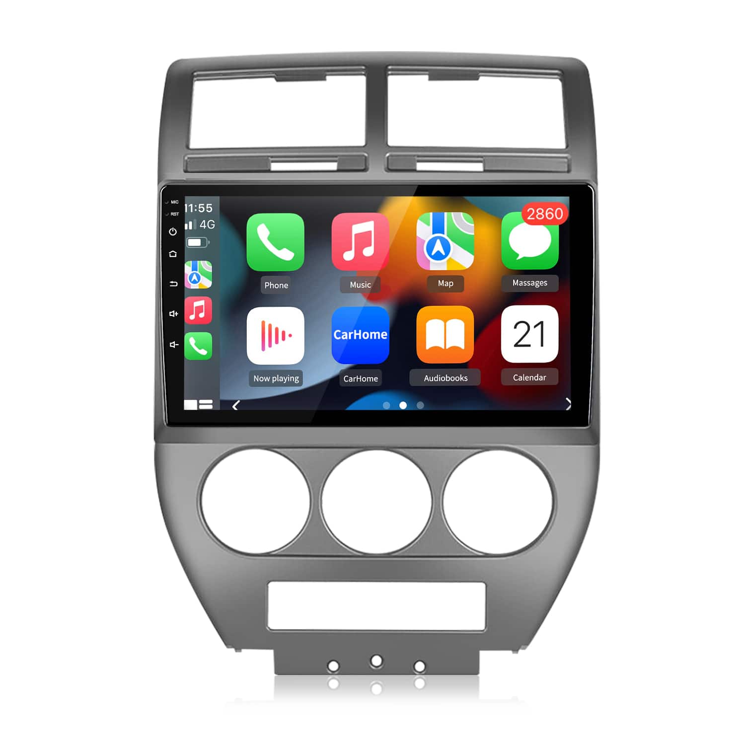 Junsun - For Jeep Compass Patriot 2006-2010 10"8 Core Car Stereo Radio GPS Navi 4+64GB Android 15 carplay WIFI RDS DSP SWC FM BT - Black