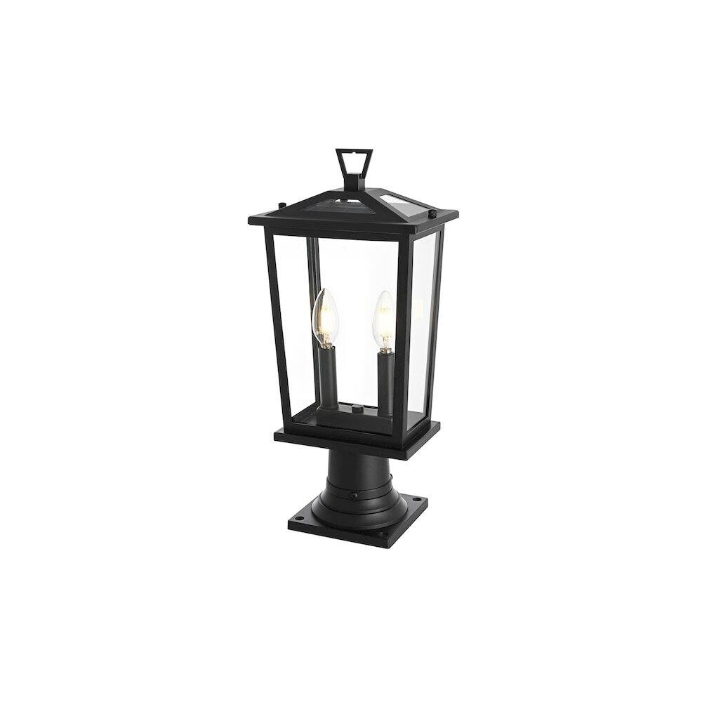 Left. Elegant Lighting - Berks 7 inch Outdoor Pendant in Black - Black.