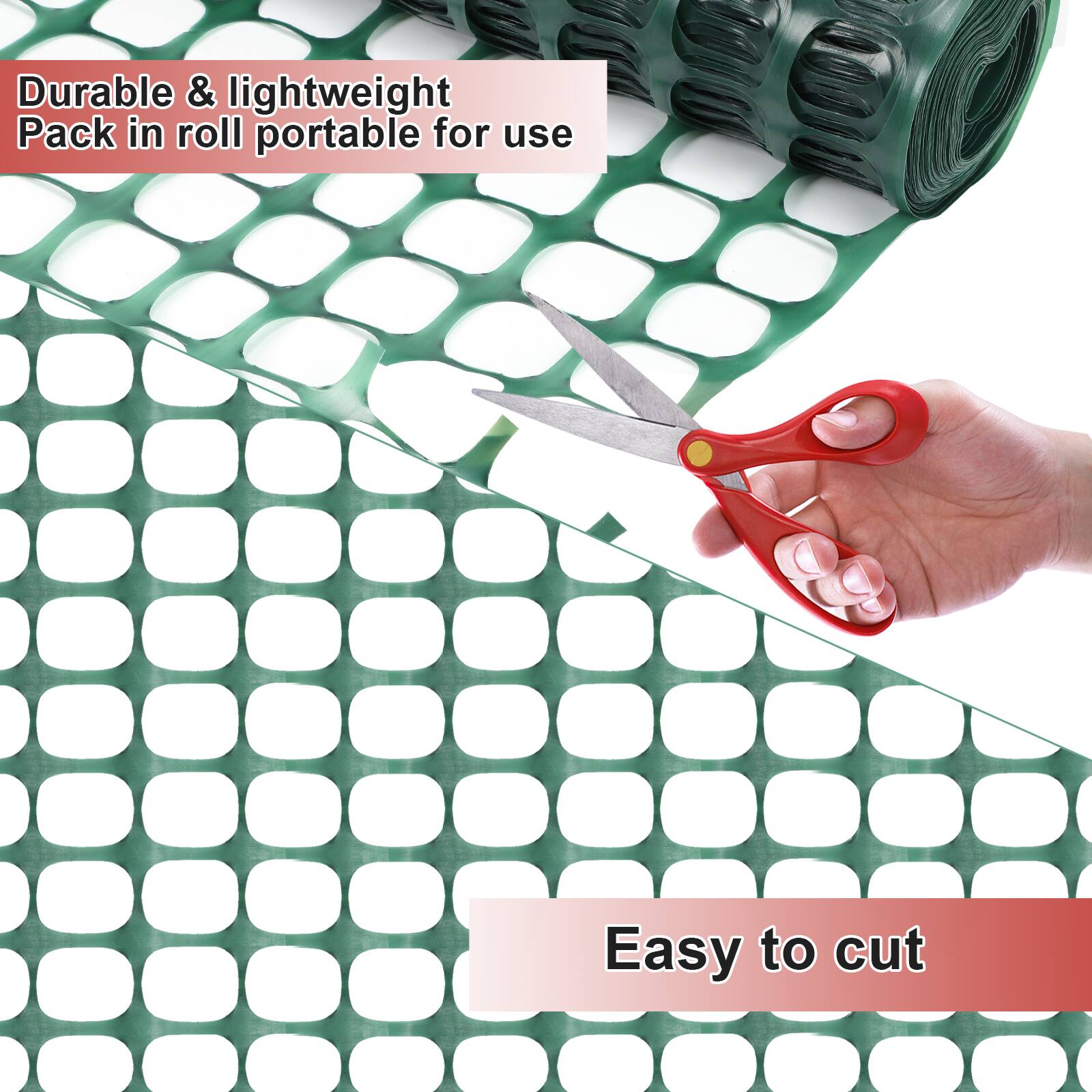 Durable & lightweight  
Pack in roll portable for use  
Easy to cut