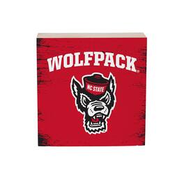 Evergreen Enterprises - NC State Wolfpack 6" Square Fan Chant Wood Block Shelf Sign - Multicolor