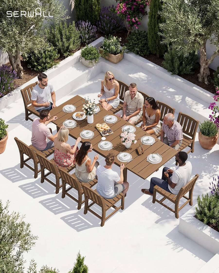 Setting A Table SERWALL Outdoor Dining Chairs Set of 4, All Weather HDPE Patio Armless ...