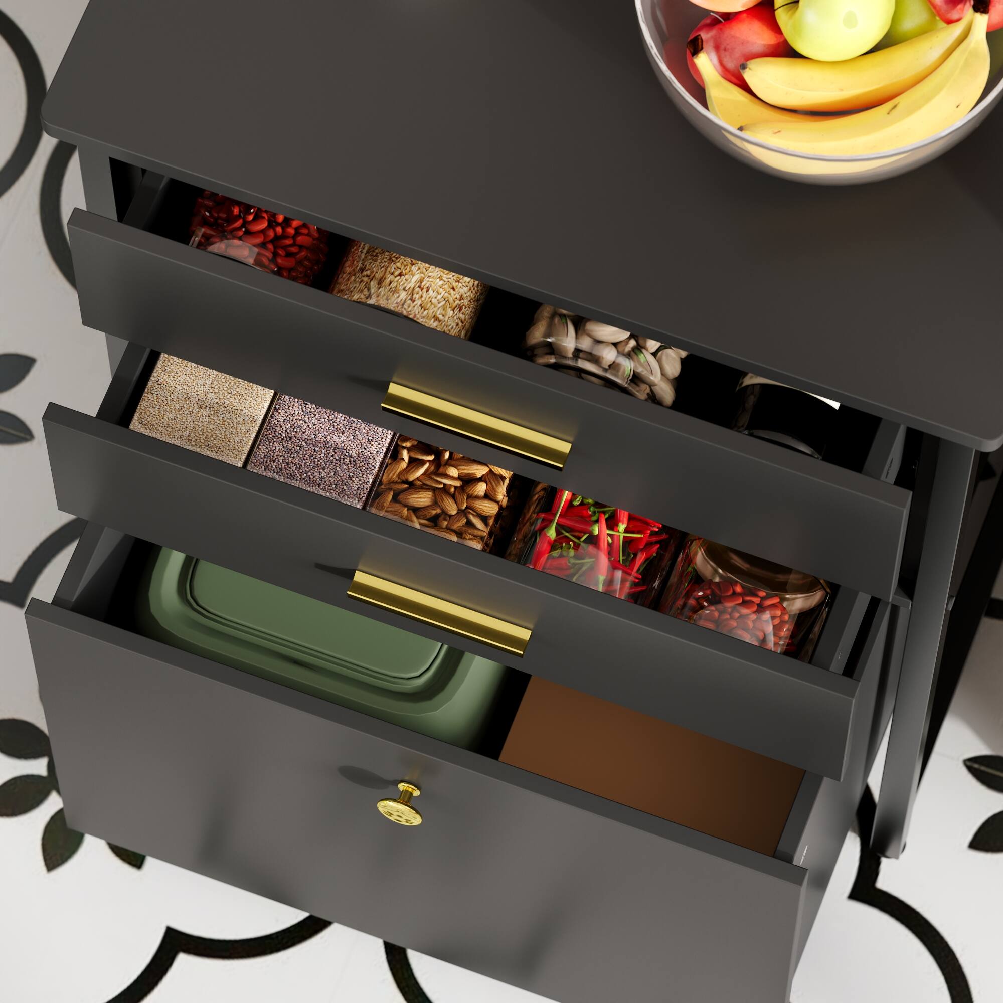 Alt View 4. Famapy - Multi - Functional Small Refrigerator Base Cabinet Versatile Storage for Kitchen Bathroom - Black.