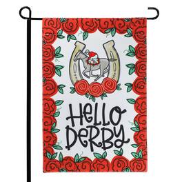 Magnolia Lane - Kentucky Derby 12" x 18" Hello Derby Flag - White