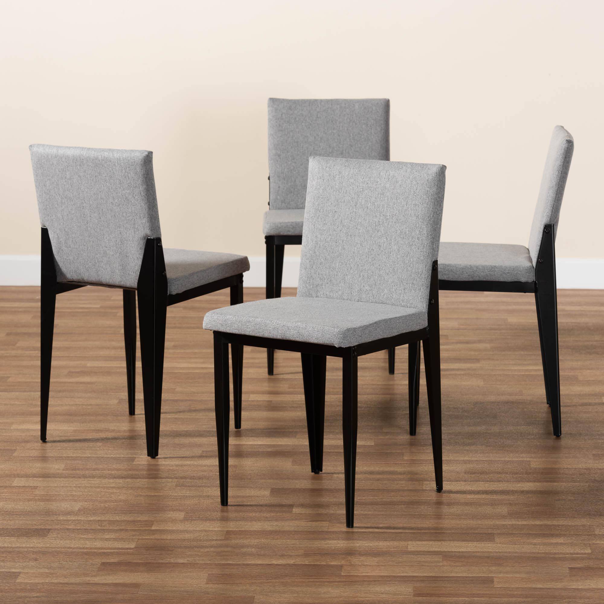 Alt View 6. Baxton Studio - Bishop Industrial Fabric and Metal 4-Piece Dining Chair Set - Grey/Black.