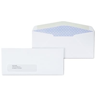 Staples - Security Tinted #10 Window Envelopes, 4 1/8" x 9 1/2", 500/Box (ST50152-CC) - White Wove