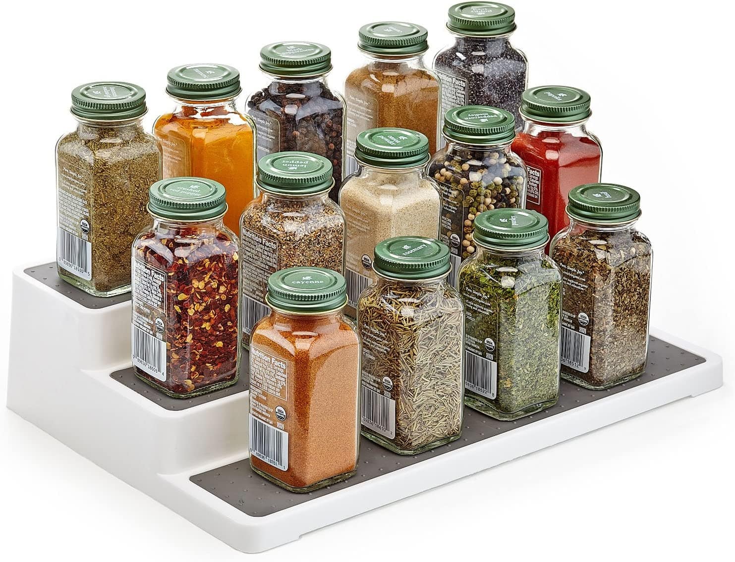 Home Intuition - 3 Tier 14 inch Non-Skid Spice Rack Kitchen Pantry Organizer - Clear