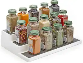 Home Intuition - 3 Tier 14 inch Non-Skid Spice Rack Kitchen Pantry Organizer - Clear