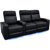 Valencia Theater Seating - Valencia Piacenza Power Headrest Row of 3 Loveseat Right Premium Top Grain Grade 9000 Leather Home Theater Seating - Black - Angle_Zoom