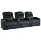 Angle. Valencia Theater Seating - Valencia Oslo XL Row of 3 Premium Top Grain Nappa 11000 Leather Home Theater Seating - Black.