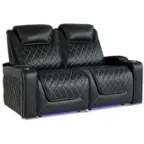 Angle. Valencia Theater Seating - Valencia Oslo XL Row of 2 Loveseat Premium Top Grain Nappa 11000 Leather Home Theater Seating - Black.