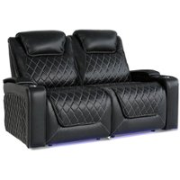 Valencia Theater Seating - Valencia Oslo XL Row of 2 Loveseat Premium Top Grain Nappa 11000 Leather Home Theater Seating - Black - Angle_Zoom