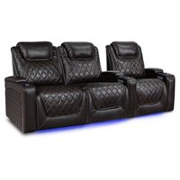 Valencia Theater Seating - Valencia Oslo XL Row of 3 Loveseat Left Premium Top Grain Nappa 11000 Leather Home Theater Seating - Dark Chocolate - Angle_Zoom
