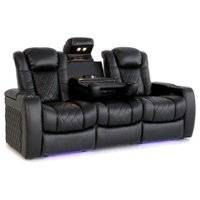 Valencia Theater Seating - Valencia Tuscany Console Row of 3 Premium Top Grain Nappa 11000 Leather Home Theater Seating - Midnight Black - Angle_Zoom