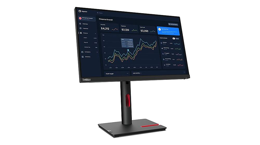 Back. Lenovo - ThinkVision 21.5" IPS LED FHD 60hz Monitor (HDMI, USB,  VGA) - Raven Black.