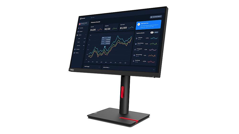 Left. Lenovo - ThinkVision 21.5" IPS LED FHD 60hz Monitor (HDMI, USB,  VGA) - Raven Black.