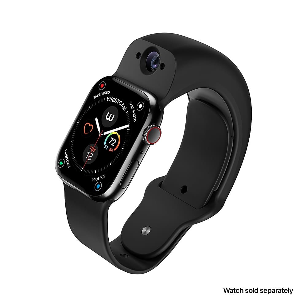 Left View: Wristcam - Camera Band Medium/Large (Fits 42-49mm) for Apple Watch Ultra, Series 9, Series 8 , Series SE - Black