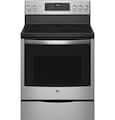 GE Profile - 30" Wide 5 Elements 6.2 Cu. Ft. Smart Free-Standing Electric Convection Range w/ Self-Clean and Steam Clean and Air Fry - Stainless Steel