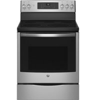 GE Profile - 30" Smart  Free-Standing Electric Convection Range with Self-Clean and Steam Clean with No Preheat Air Fry - Stainless Steel - Front_Zoom