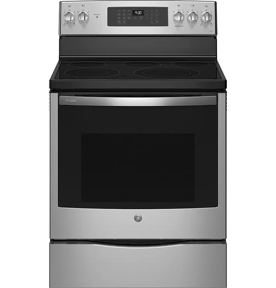 GE Profile - 30" Smart Free-Standing Electric Convection Range with Self-Clean and Steam Clean with No Preheat Air Fry - Stainless Steel
