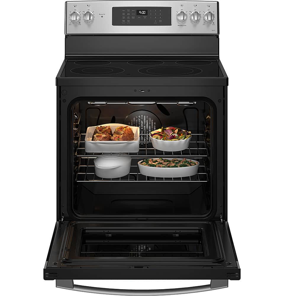 Alt View 12. GE Profile - 30" Smart Free-Standing Electric Convection Range with Self-Clean and Steam Clean with No Preheat Air Fry - Stainless Steel.