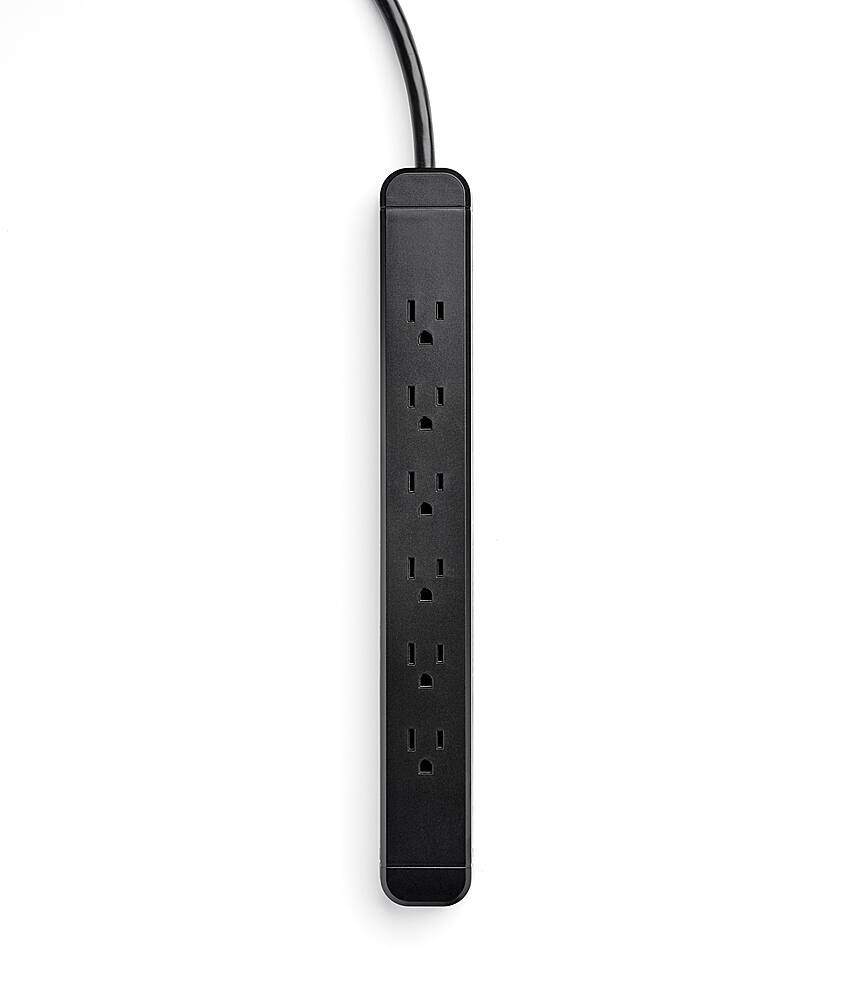Alt View 1. charg - 6 outlet strip,  1000J  replaceable surge protection - Black.
