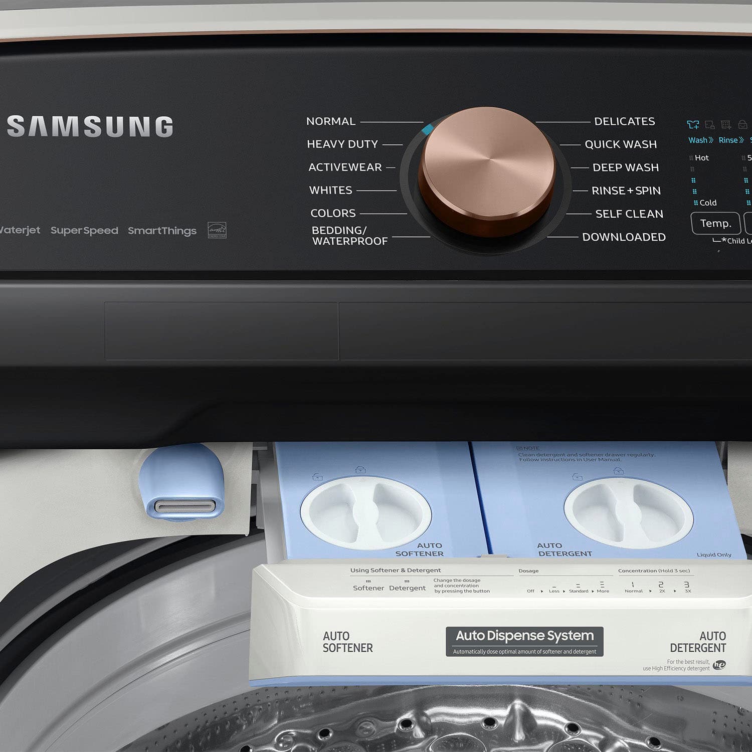 Alt View 20. Samsung - 5.5 Cu. Ft. High-Efficiency Smart Top Load Washer with Auto Dispense System - Ivory.