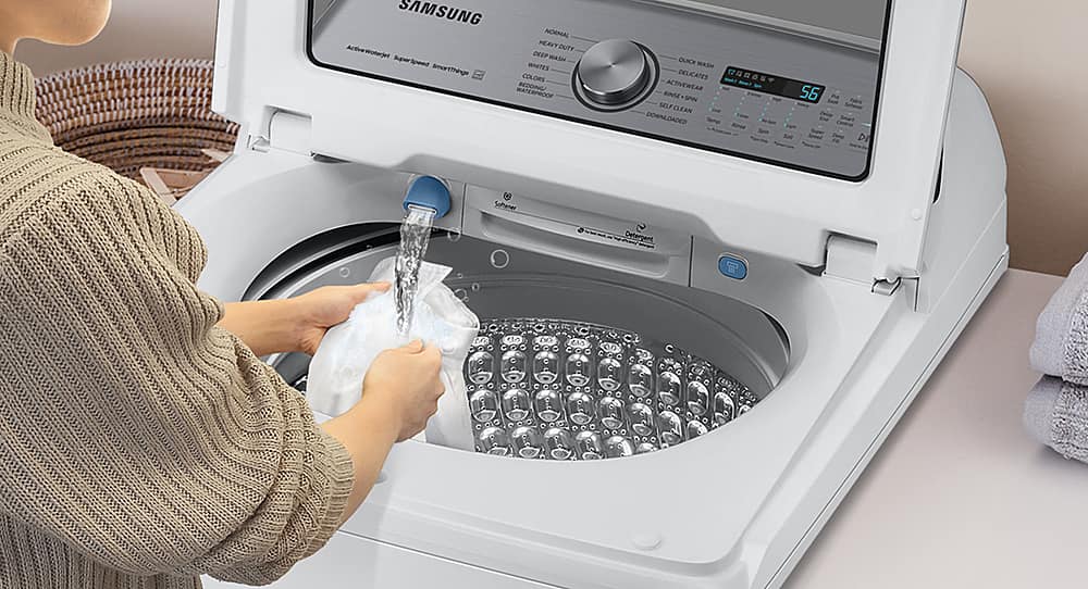 Top_Load_Washers:
SAMSUNG NORMAL HEAVY DUTY ActiveWoterjet DEEP WASH SuperSpeed WHOTES SmartThings COLORS BEDDING WATERPROOF QUICK WASH DELICATES 7aS ACTIVEWEAR RINSE . SPIN 56 me nerc Souk SELF CLEAN Sforar DOWNLOADED Decay Sep End Contral Smart Rinee Eg Spin Suer Sol Speed Ceeo DI FE Softener Deterpent OP