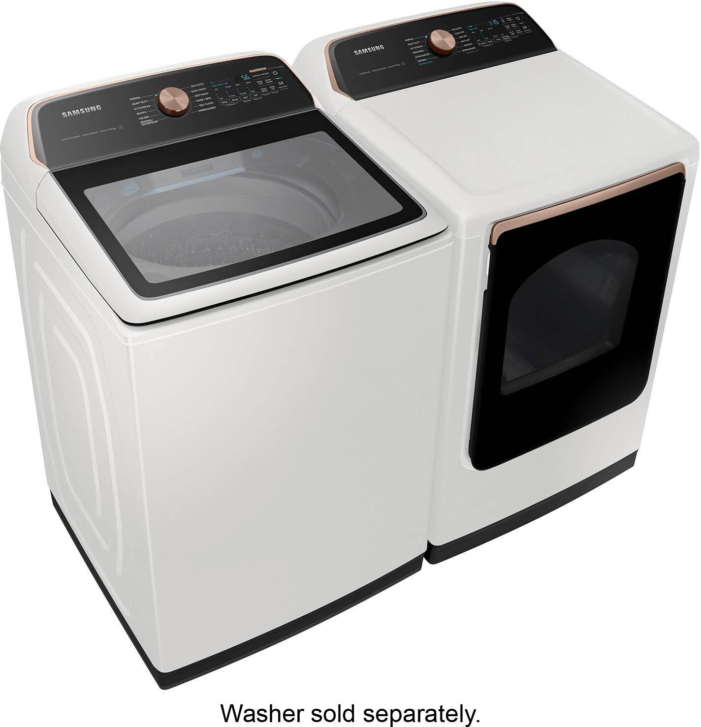 Alt View 19. Samsung - 7.4 Cu. Ft. Smart Gas Dryer with Steam and Sensor Dry - Ivory.