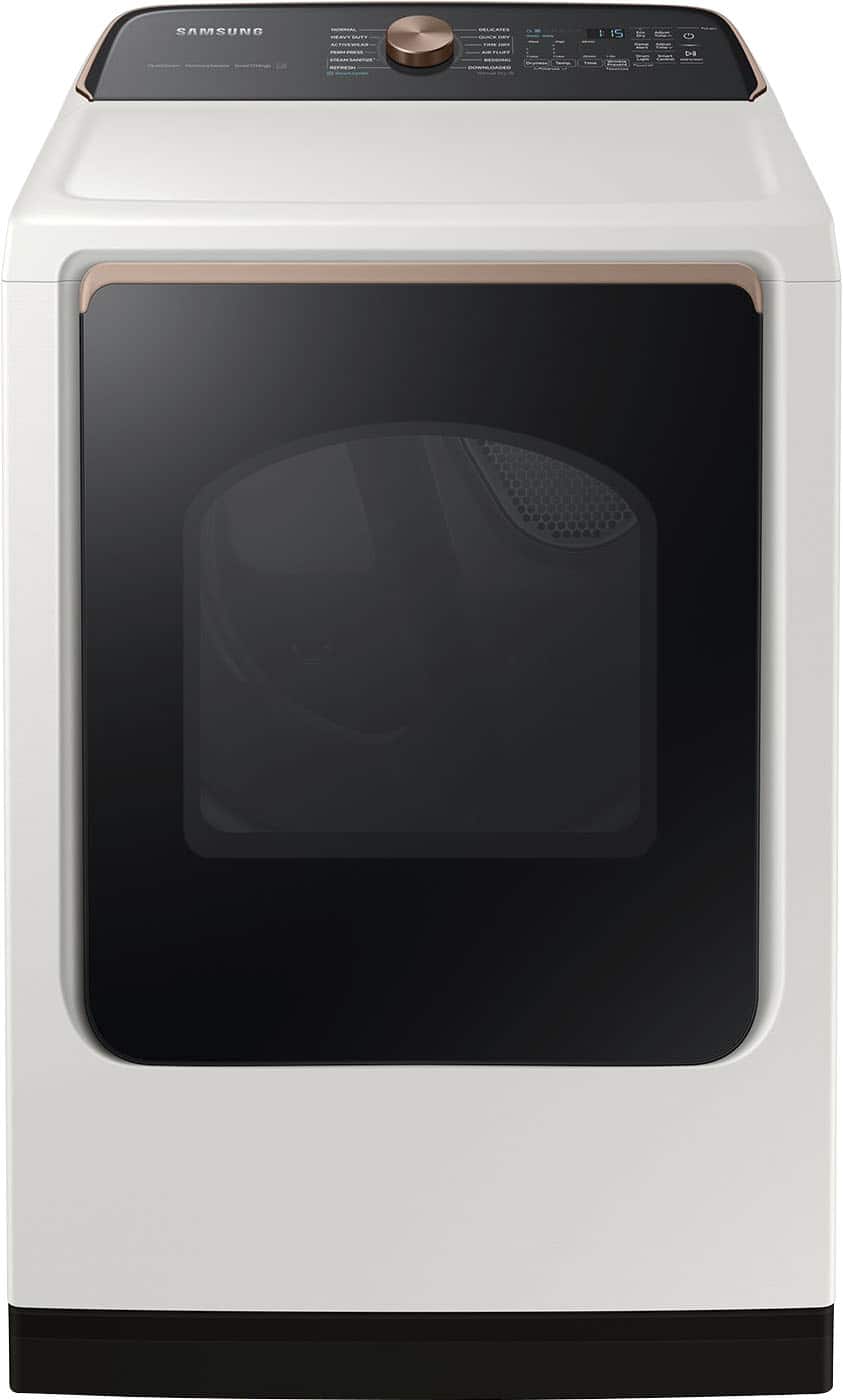 Samsung - 7.4 Cu. Ft. Smart Electric Dryer with Steam and Sensor Dry - Ivory - Front_Zoom