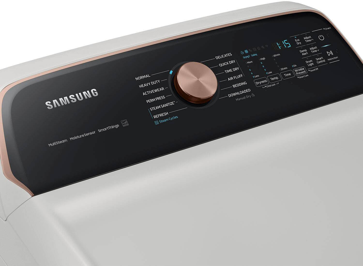 Alt View 14. Samsung - 7.4 Cu. Ft. Smart Electric Dryer with Steam and Sensor Dry - Ivory.