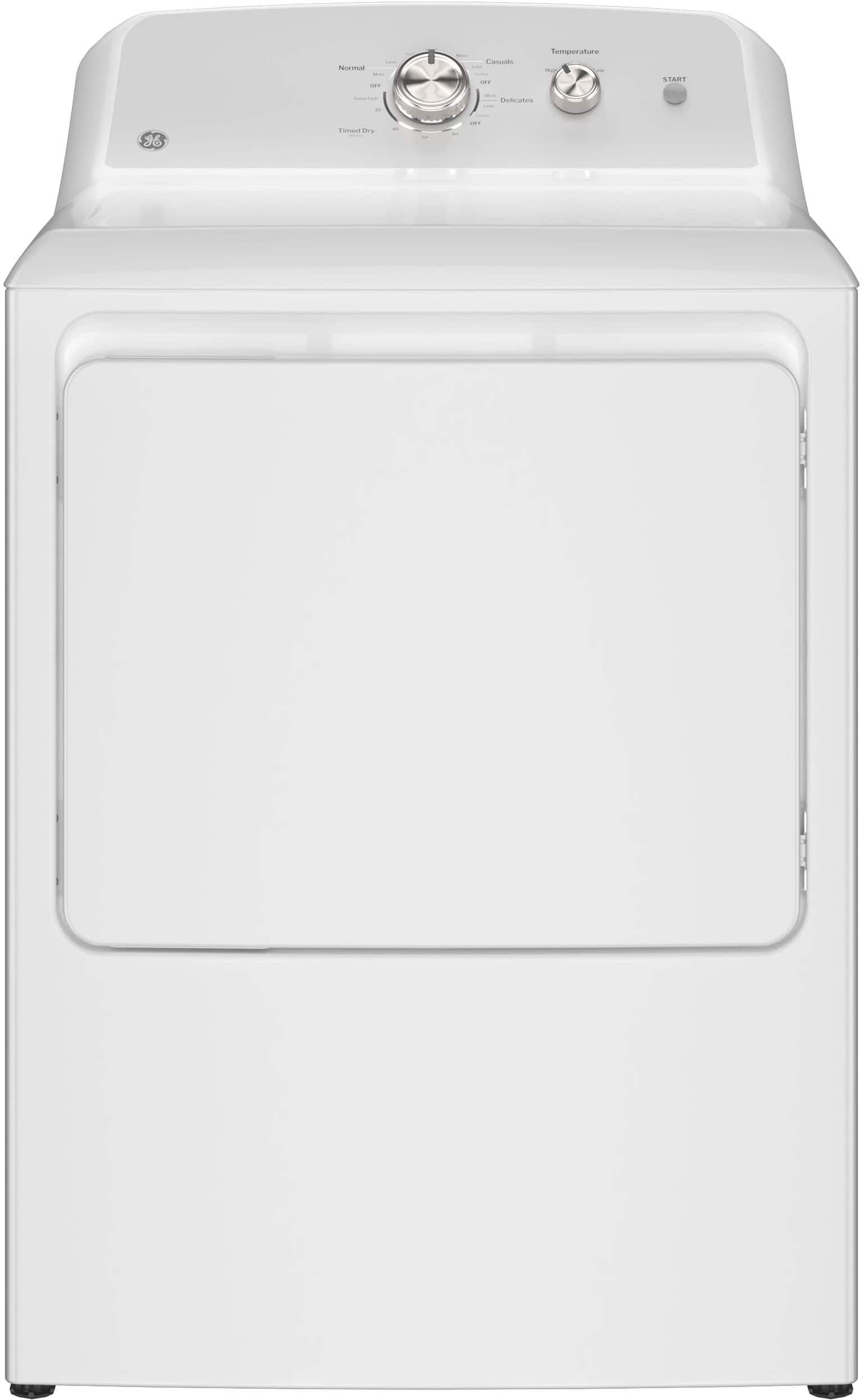 Front. GE - 7.2 Cu. Ft. Electric Dryer with Long Venting up to 120 Ft. - White with Silver Matte.