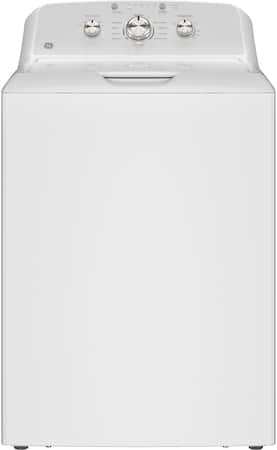 GE - 4.3 Cu. Ft. High-Efficiency Top Load Washer with Cold Plus - White with Silver Matte