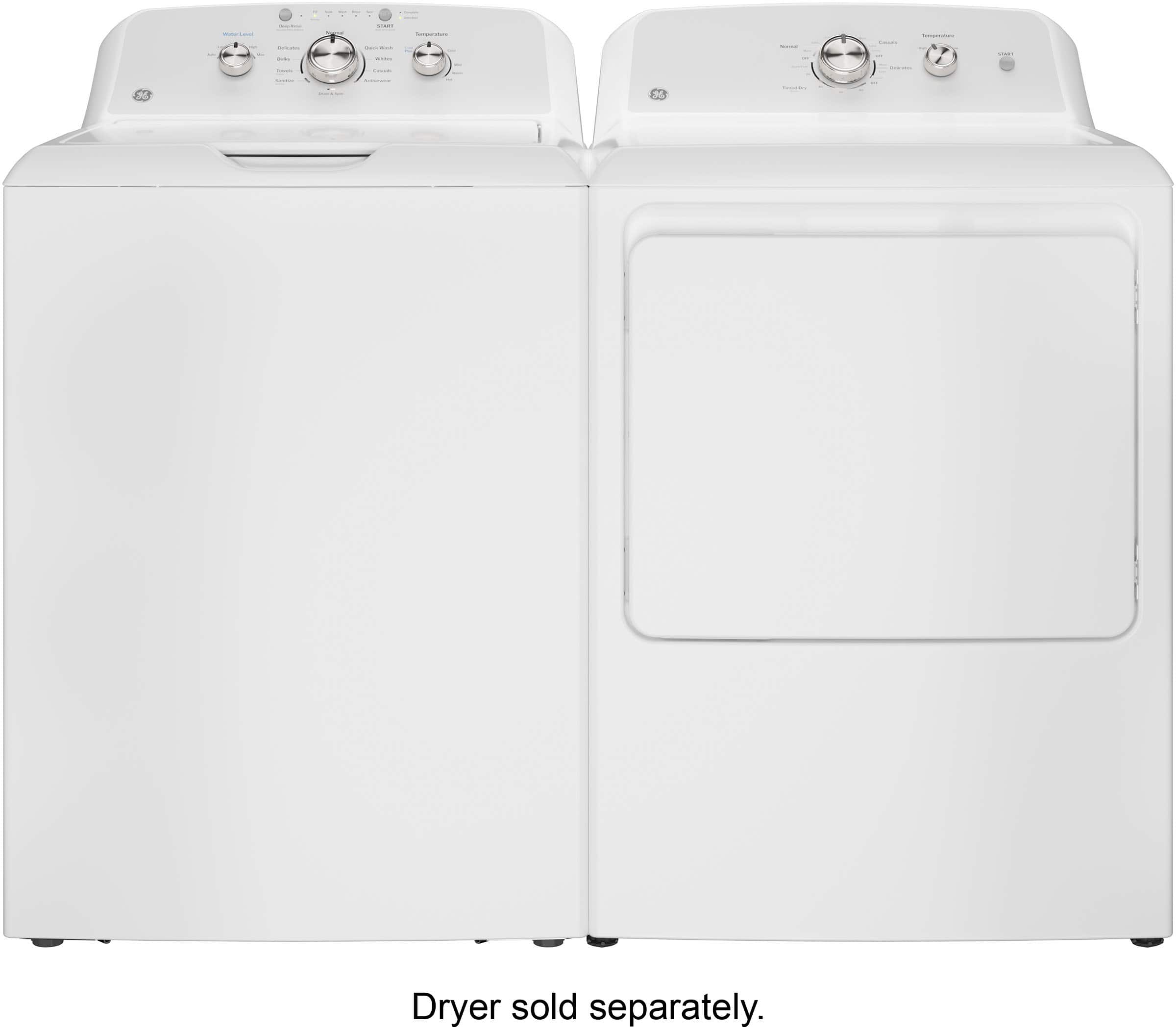 Alt View 12. GE - 4.3 Cu. Ft. High-Efficiency Top Load Washer with Cold Plus - White with Silver Matte.