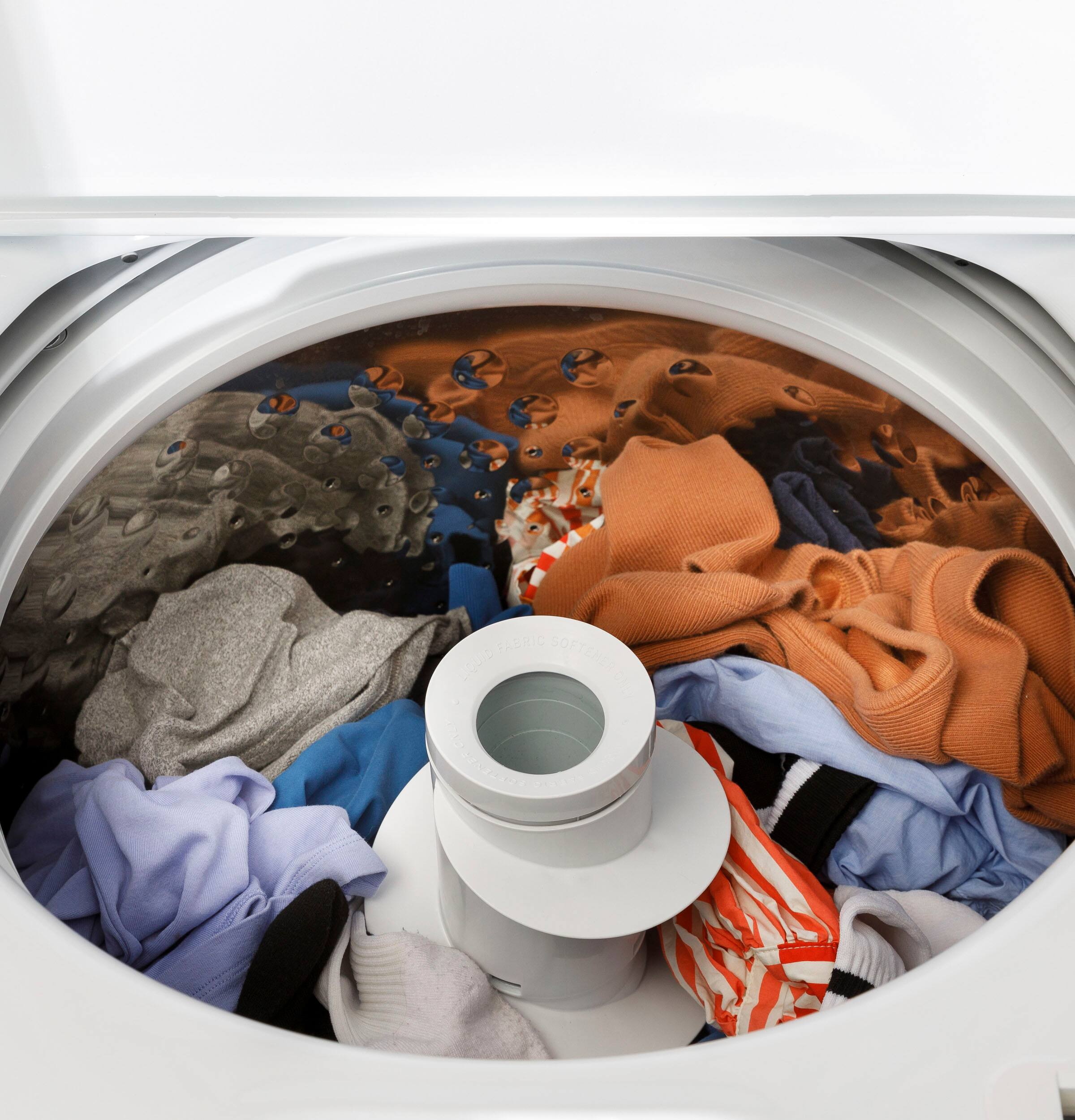 Alt View 20. GE - 4.3 Cu. Ft. High-Efficiency Top Load Washer with Cold Plus - White with Silver Matte.