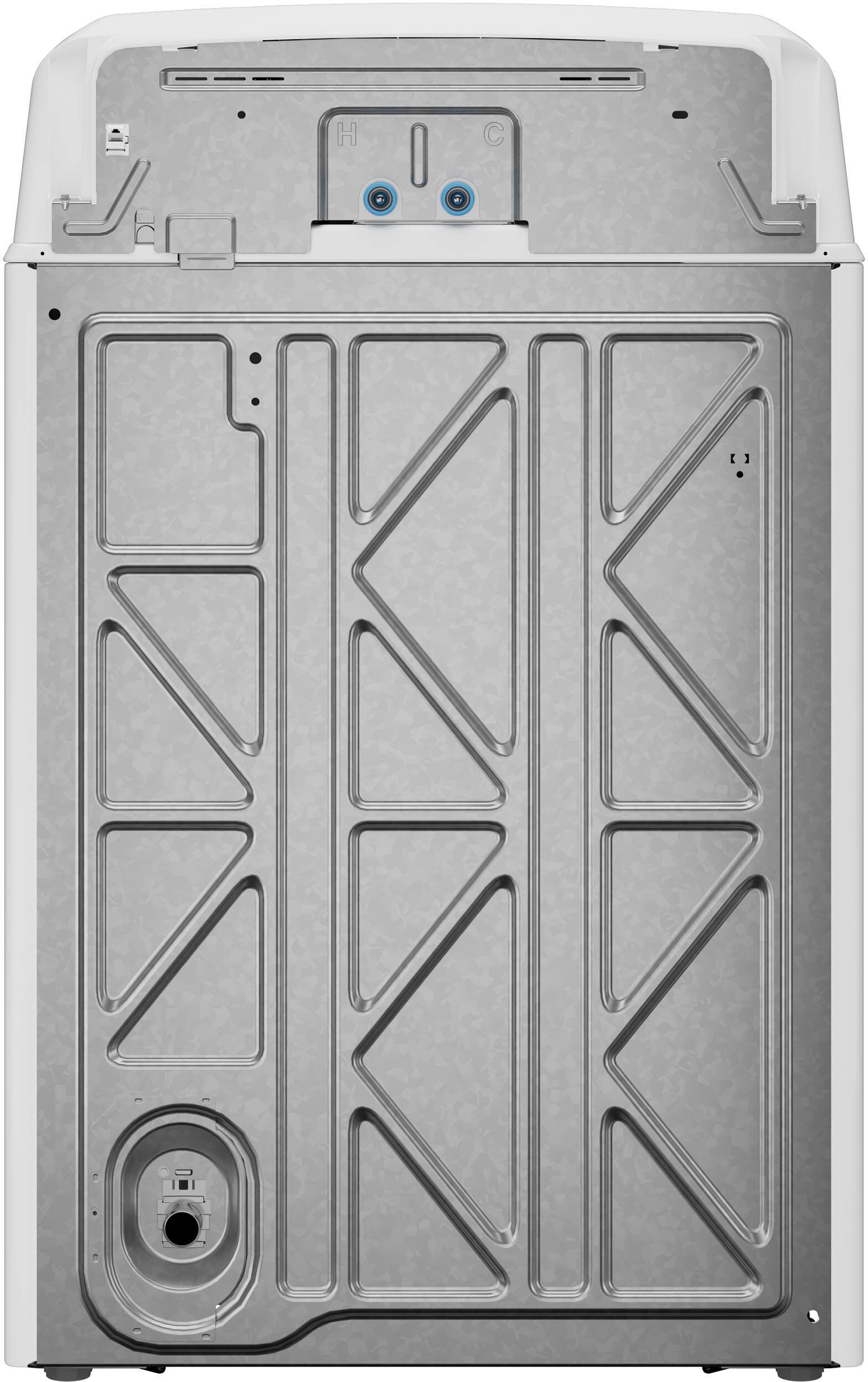 The image features a white and gray dishwasher with a silver door. The dishwasher is open, revealing its interior.