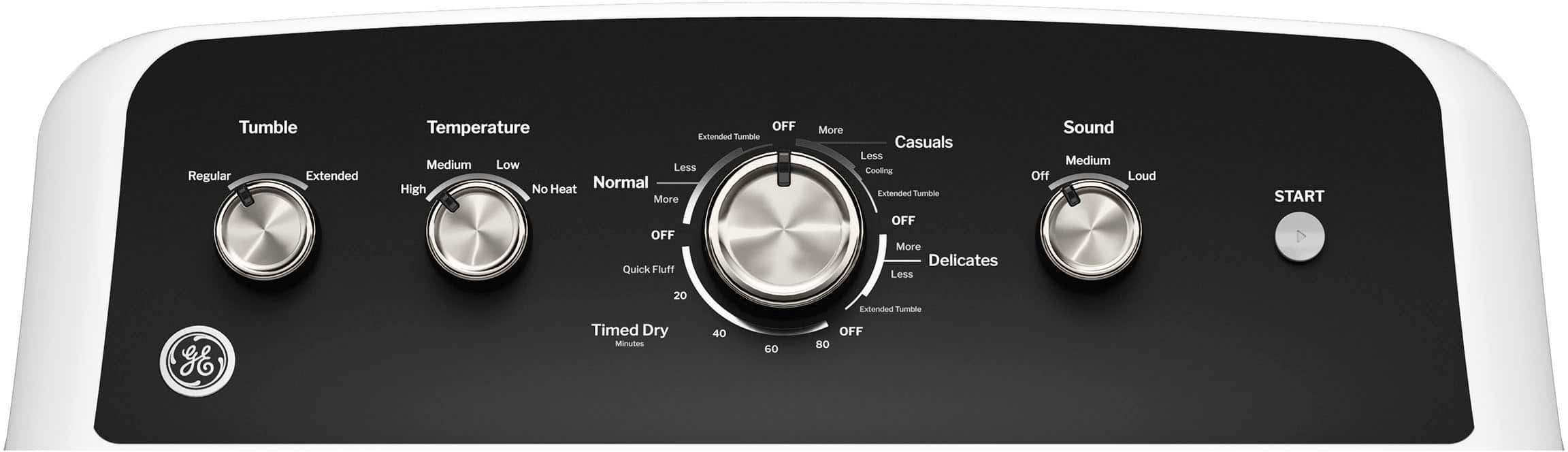 Alt View 11. GE - 7.2 Cu. Ft. Electric Dryer with Long Venting up to 120 Ft. - White with Matte Black.
