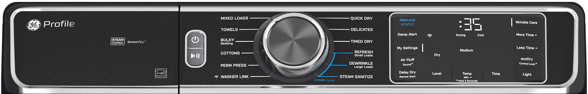 Alt View 11. GE Profile - 7.8 Cu. Ft. Stackable Smart Electric Dryer with Steam and Sanitize Cycle - Sapphire Blue.
