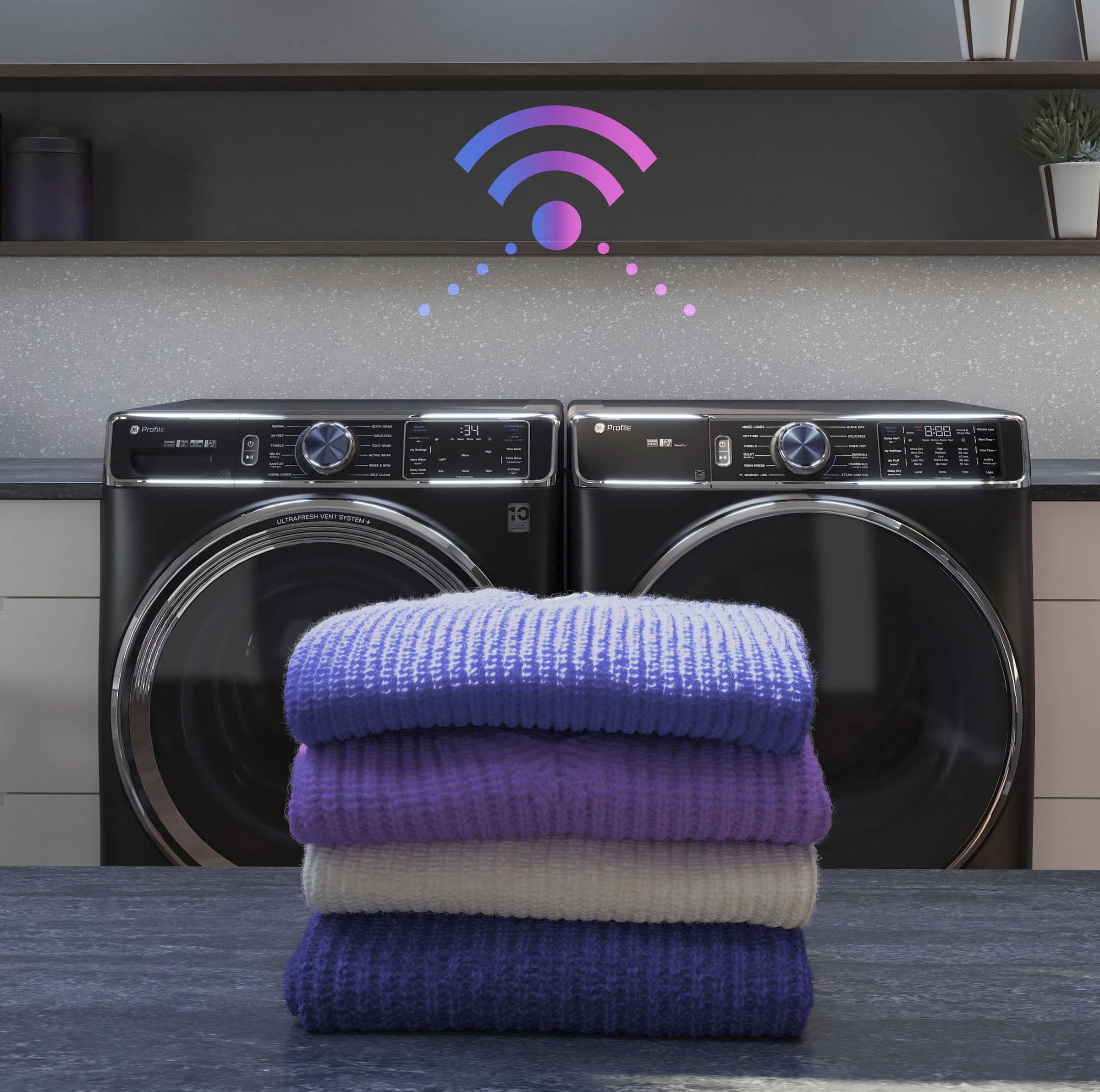 Alt View 16. GE Profile - 7.8 Cu. Ft. Stackable Smart Electric Dryer with Steam and Sanitize Cycle - Sapphire Blue.